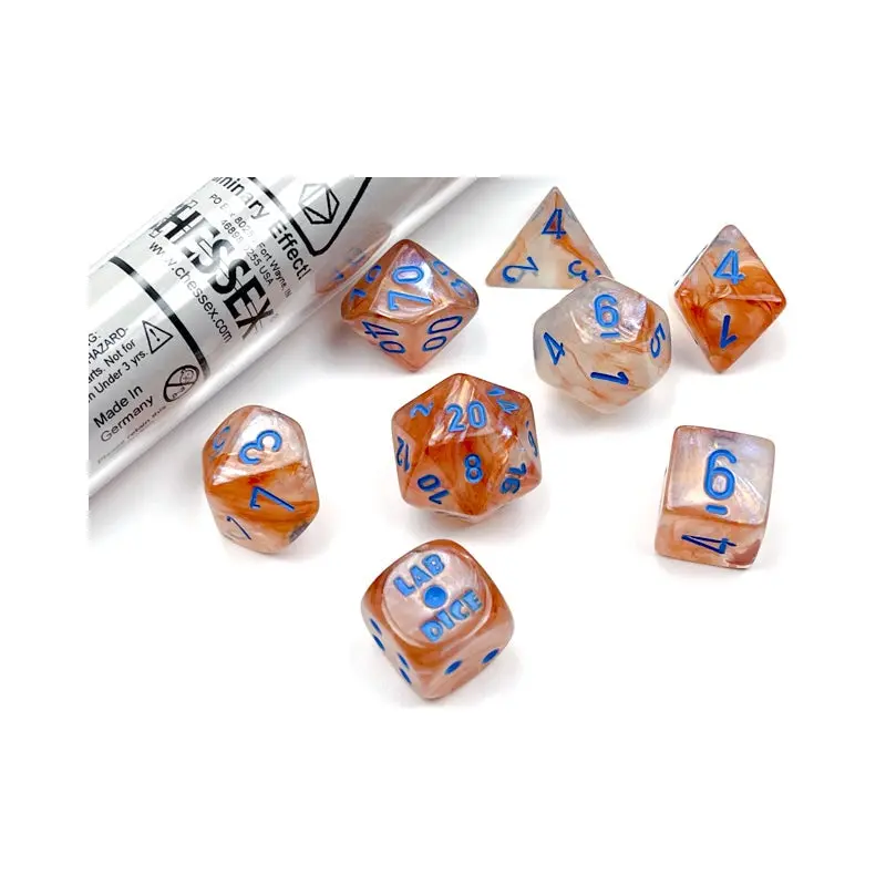 Chessex - Borealis Rose Gold/Light Blue polyhedral 7-Die Set (CHX30045)