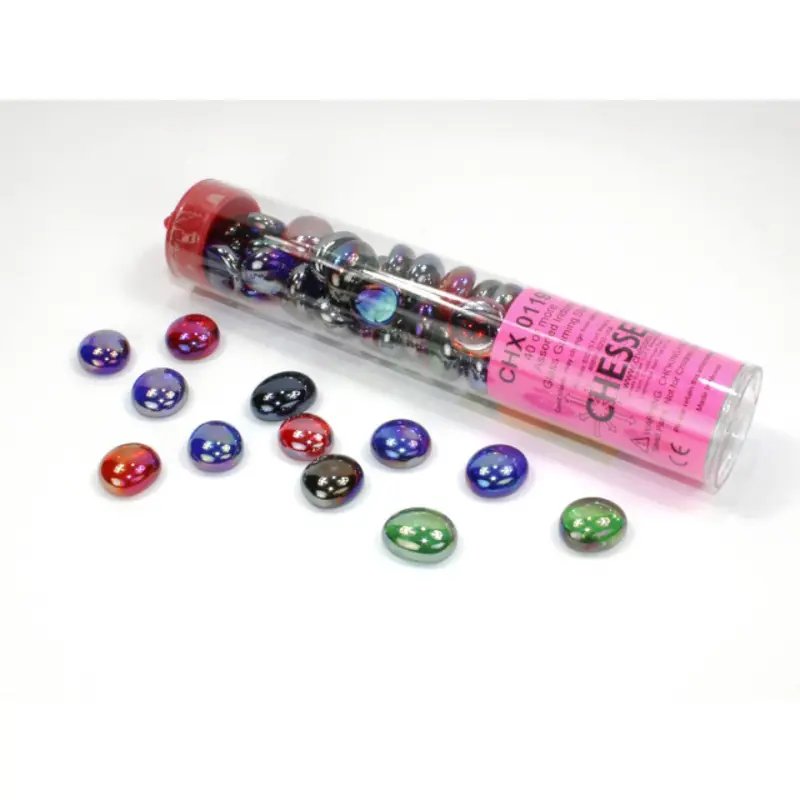 Chessex - CHX 01197 Iridized Assorted Colors Glass Stones Tube