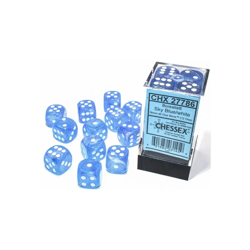 Chessex - Borealis 16mm D6 Set Luminary Blue/White (CHX 27786)