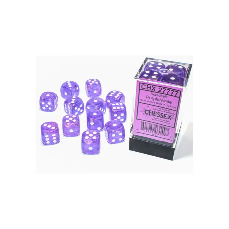 Chessex - Borealis 16mm D6 Set Luminary Purple/White (CHX 27777)