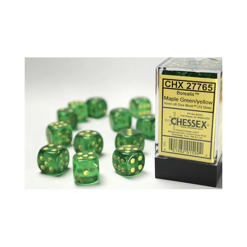Chessex - Borealis 16mm D6 Set - Maple Green/Yellow (CHX27765)
