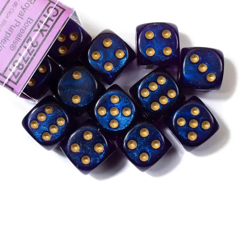 Chessex - Borealis 16mm d6 set - Royal Purple/Gold (12)