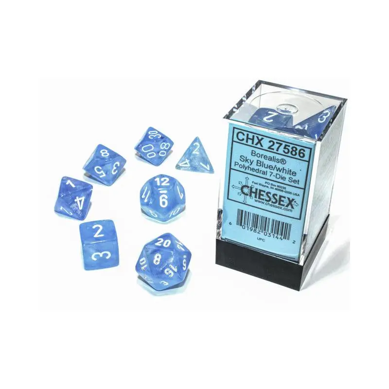 Chessex - Borealis Luminary Polyhedral 7-Die Set - Blue/White (CHX27586)