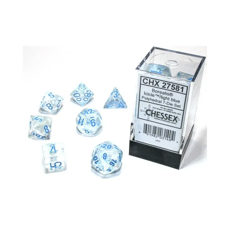 Chessex - Borealis Luminary Polyhedral 7-Die Set - Icicle/Light Blue (CHX27581)