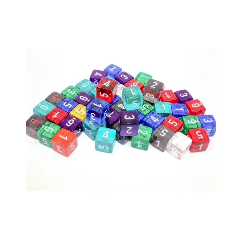 Chessex - Bag of 50 Translucent Polyhedral d6 Dice - Assorted