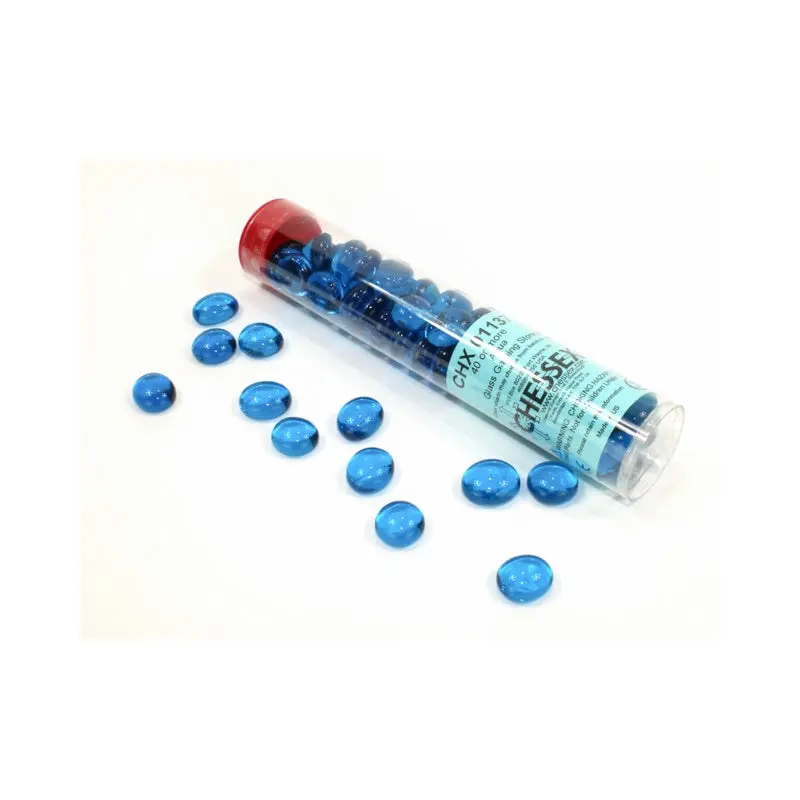 Chessex - Blue Glass Stones 20+ in 5 1/2 inch Tube