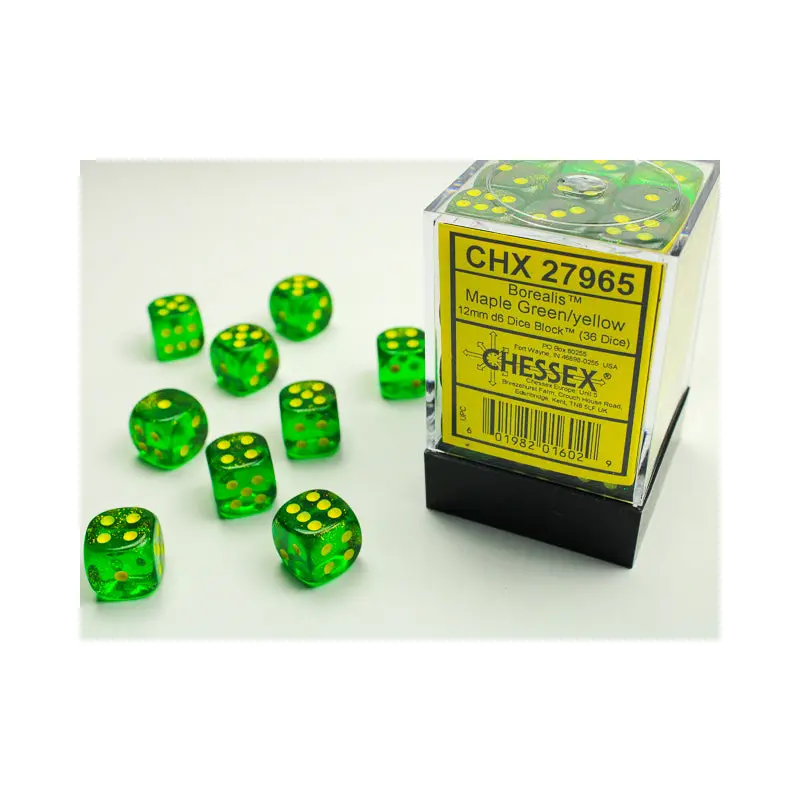 Chessex - Borealis 12mm D6 Set - Maple Green/Yellow (CHX27965)