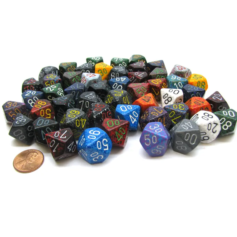 Chessex - Bag of 50 Speckled 16mm d10 Dice - Assorted
