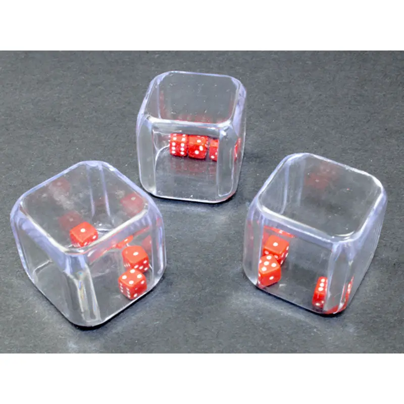 Chessex - 25mm d6 Dice 3-Piece Set in Transparent Plastic Cube - Red