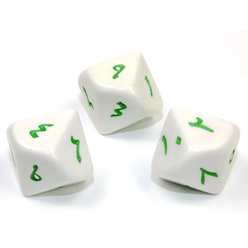 Chessex - 1-10 Arabic Numbers d10 Dice - White/Green