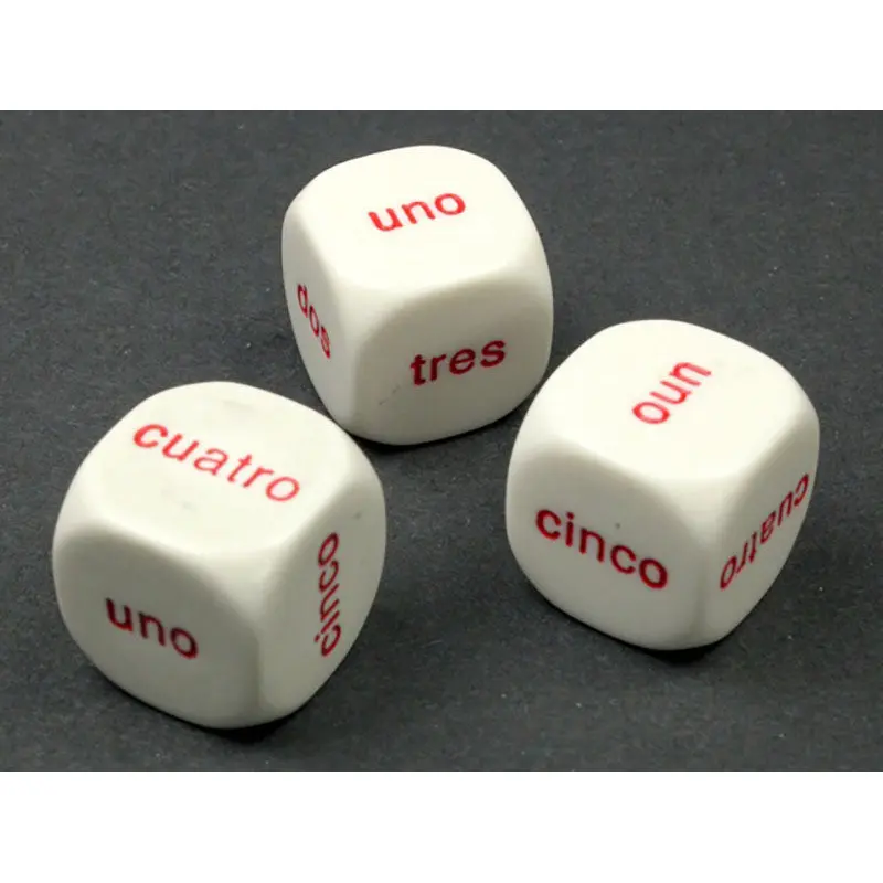 Chessex - 1-6 Spanish Word 20mm d6 Dice - White/Red