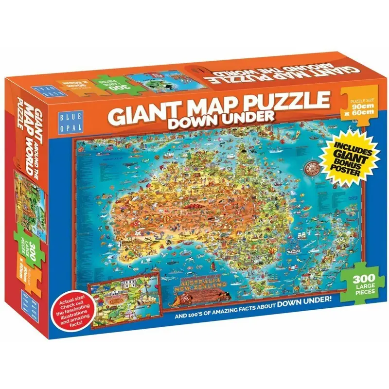 Blue Opal - Giant Map Puzzle Down Under 300 Piece Jigsaw