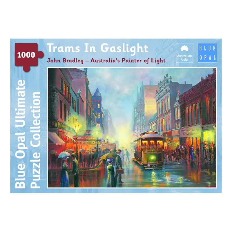 Blue Opal - John Bradley Trams in Gaslight 1000 Piece Jigsaw