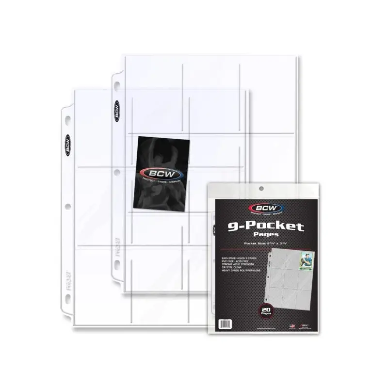 BCW 9 Pocket Protective Pages Top Loading (20)