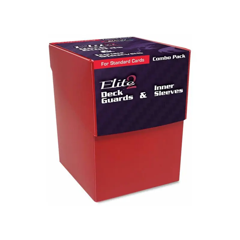 BCW Deck Case Box, Deck Protectors and Inner Sleeves Standard Elite2 Combo Pack Glossy Red