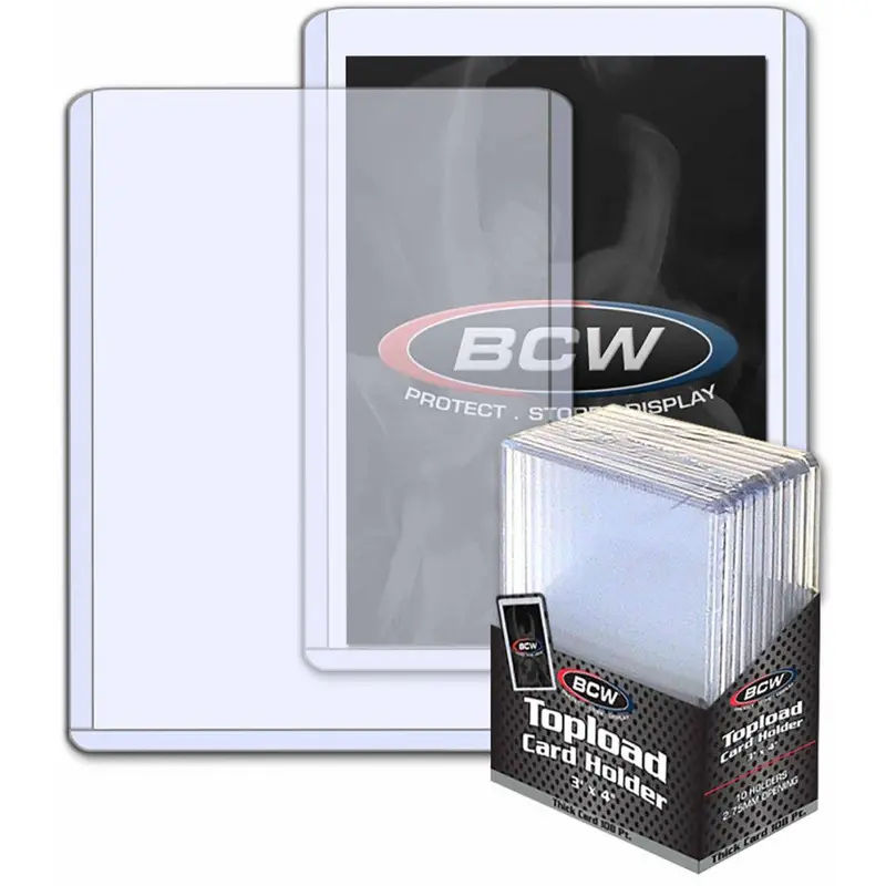 BCW - 108 Pt Thick Toploader Card Holder 10-Pieces 2 3/4 inch x 3 7/8 inch x 7/64 inch Size