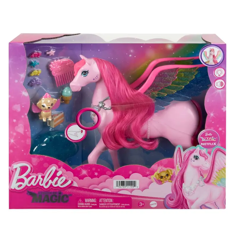 Barbie Fairytale A Touch of Magic Pink Pegasus with Puppy