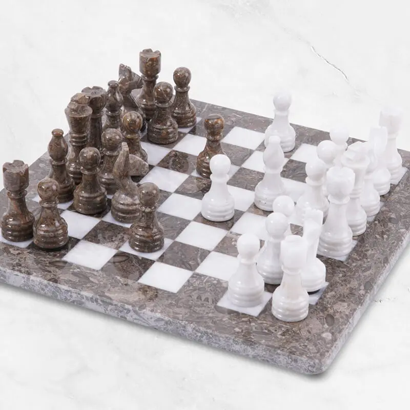 30cm Chess Set - Oceanic & White