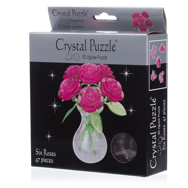 3D Crystal Puzzle | 6 Pink Roses